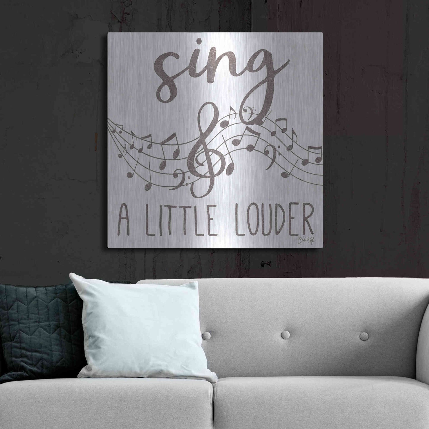 Luxe Metal Art 'Sing & A Little Louder' by Marla Rae, Metal Wall Art,36x36