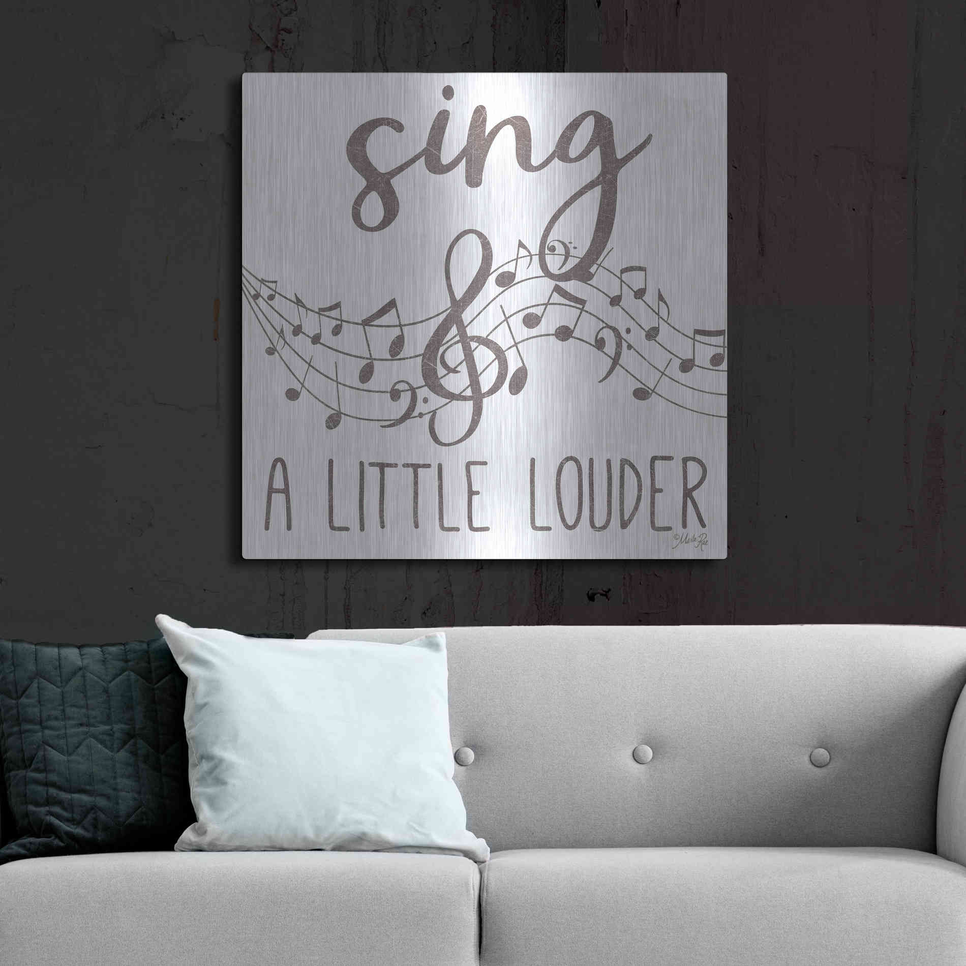 Luxe Metal Art 'Sing & A Little Louder' by Marla Rae, Metal Wall Art,36x36