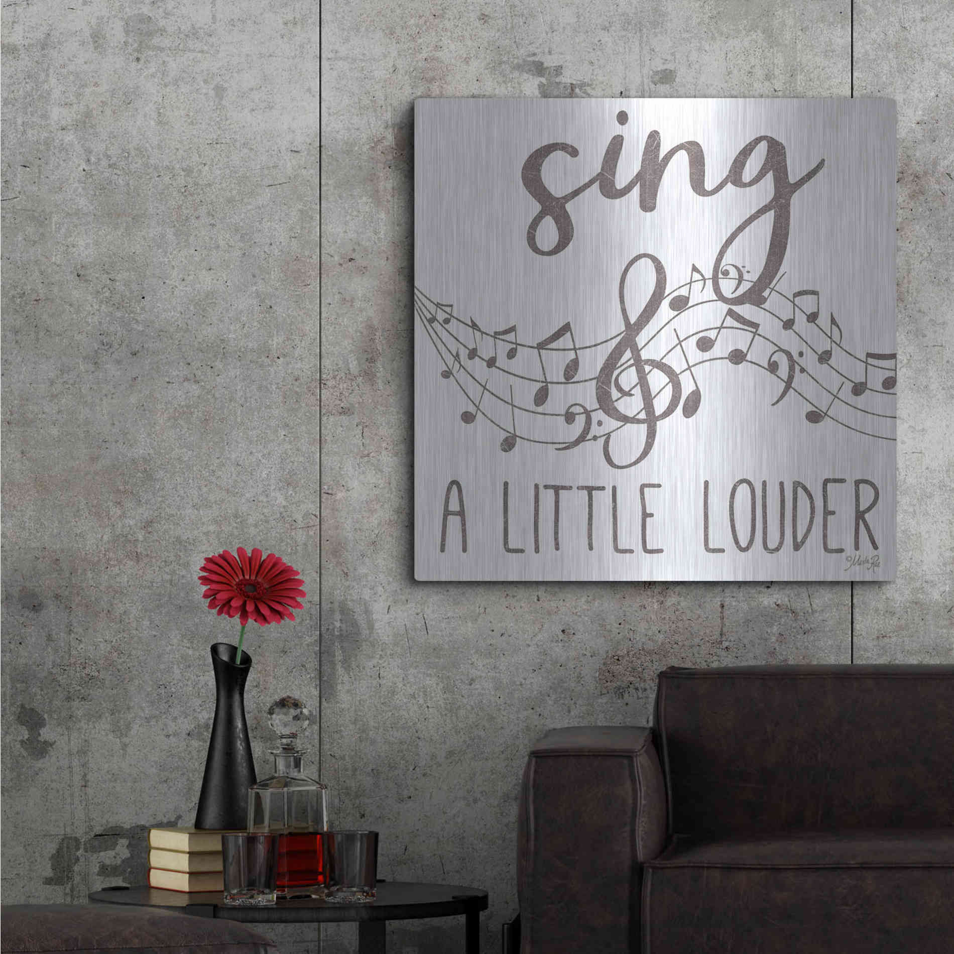 Luxe Metal Art 'Sing & A Little Louder' by Marla Rae, Metal Wall Art,36x36