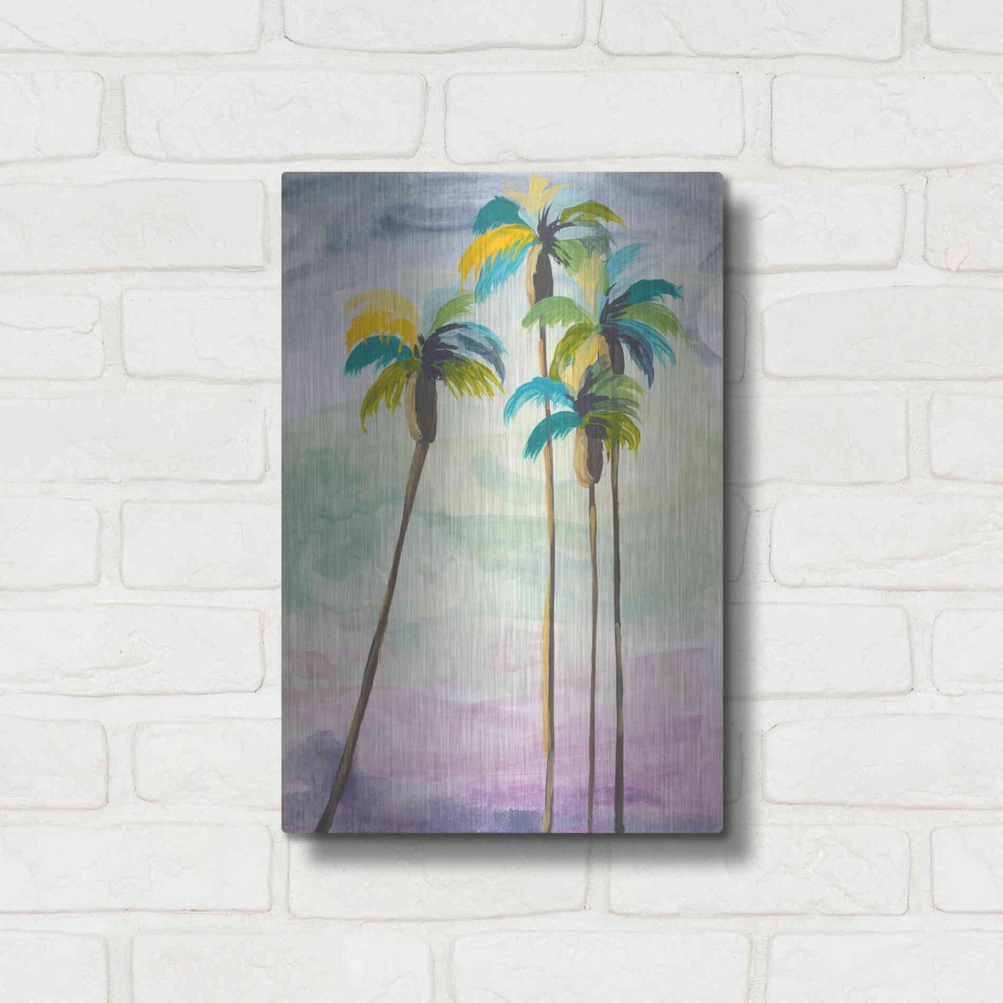 Luxe Metal Art 'Four Palms No. 2' by Jan Weiss, Metal Wall Art,12x16