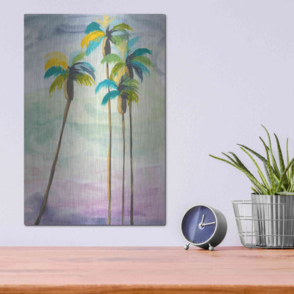 Luxe Metal Art 'Four Palms No. 2' by Jan Weiss, Metal Wall Art,12x16