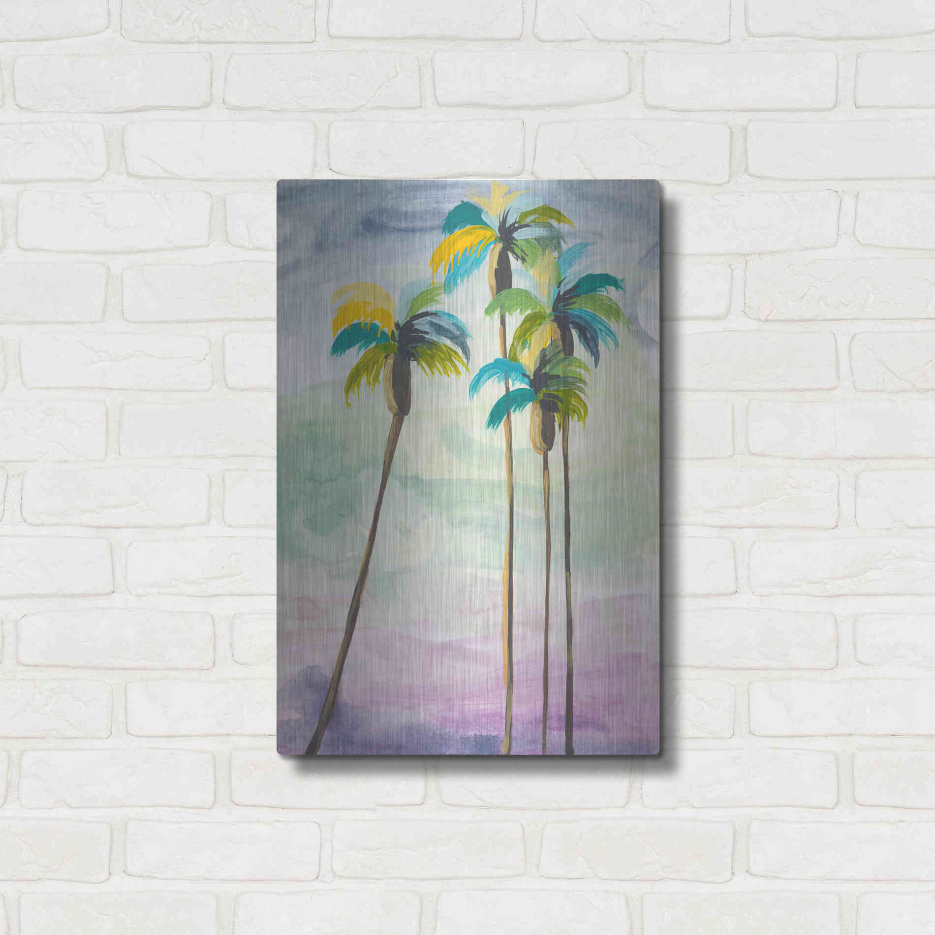 Luxe Metal Art 'Four Palms No. 2' by Jan Weiss, Metal Wall Art,16x24