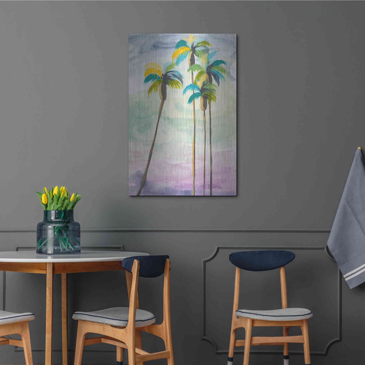 Luxe Metal Art 'Four Palms No. 2' by Jan Weiss, Metal Wall Art,24x36