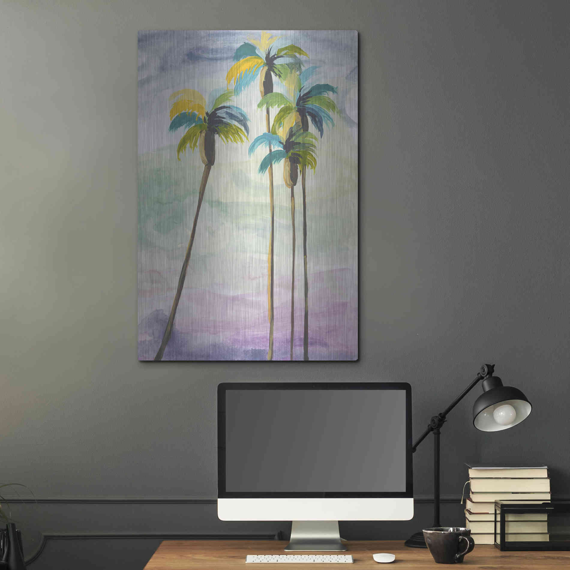 Luxe Metal Art 'Four Palms No. 2' by Jan Weiss, Metal Wall Art,24x36