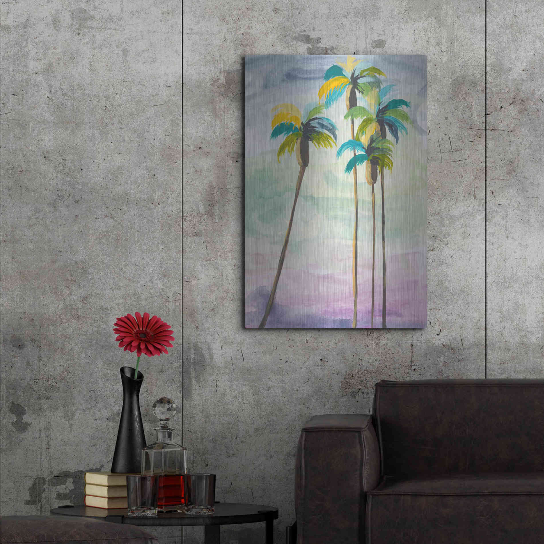 Luxe Metal Art 'Four Palms No. 2' by Jan Weiss, Metal Wall Art,24x36