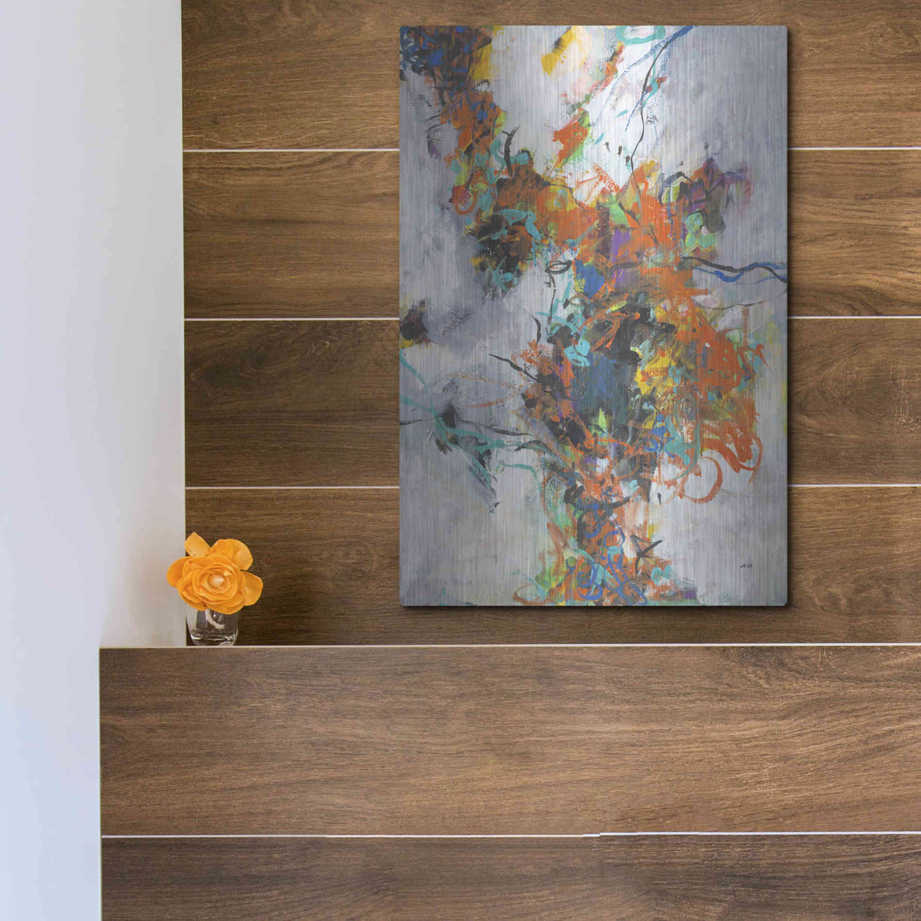 Luxe Metal Art 'Fracture' by Jan Weiss, Metal Wall Art,12x16