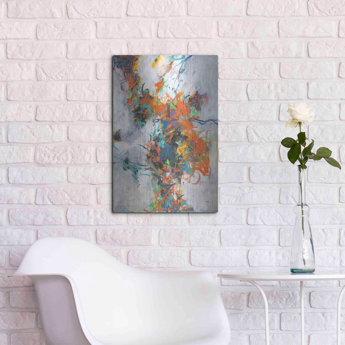 Luxe Metal Art 'Fracture' by Jan Weiss, Metal Wall Art,16x24