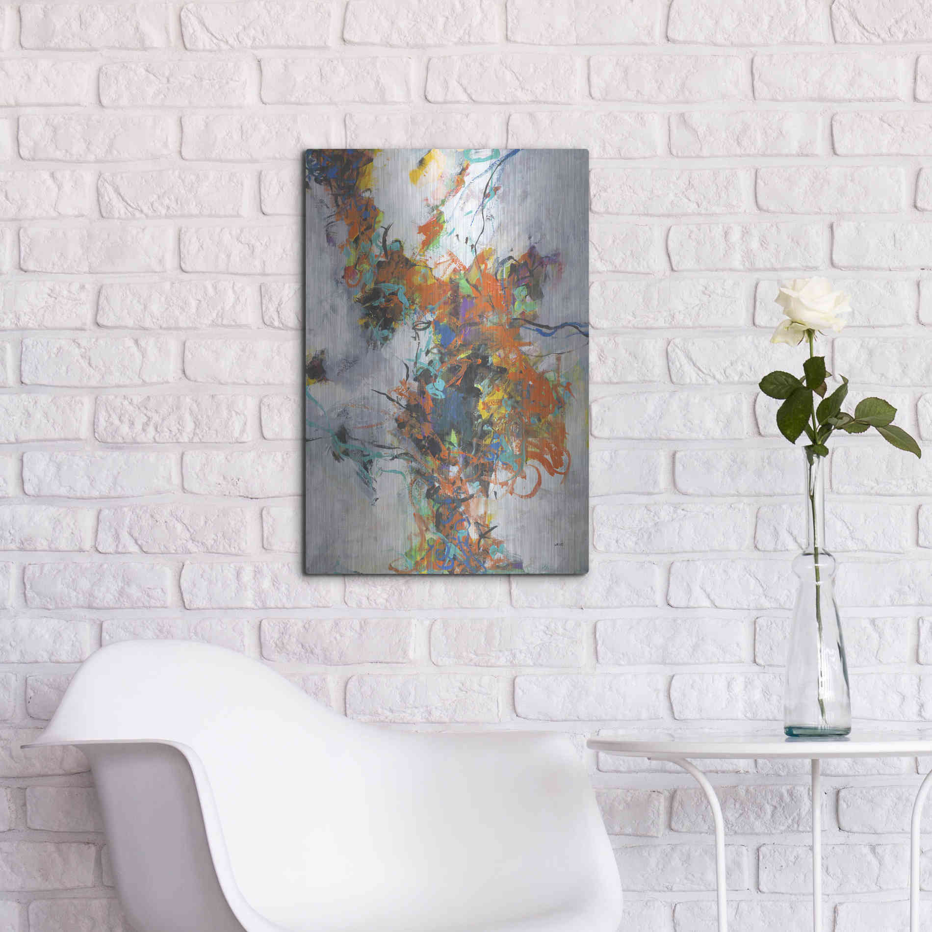 Luxe Metal Art 'Fracture' by Jan Weiss, Metal Wall Art,16x24