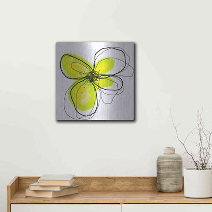 Luxe Metal Art 'Yellow Petals One' by Jan Weiss, Metal Wall Art,12x12