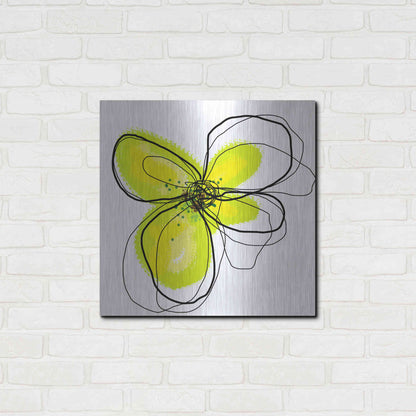 Luxe Metal Art 'Yellow Petals One' by Jan Weiss, Metal Wall Art,24x24