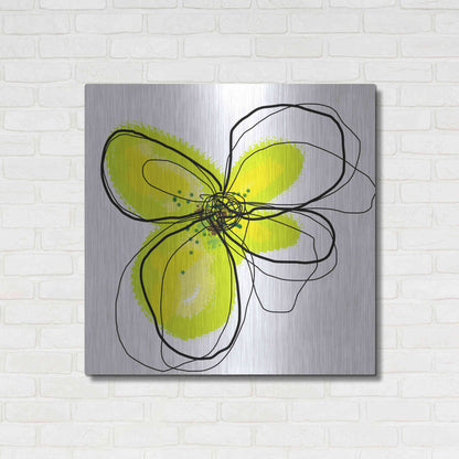 Luxe Metal Art 'Yellow Petals One' by Jan Weiss, Metal Wall Art,36x36