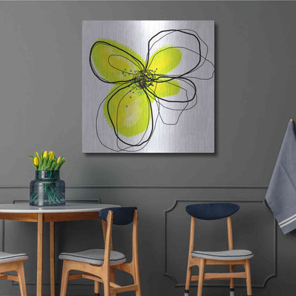 Luxe Metal Art 'Yellow Petals One' by Jan Weiss, Metal Wall Art,36x36