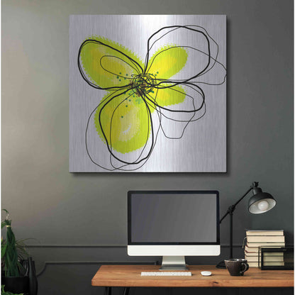 Luxe Metal Art 'Yellow Petals One' by Jan Weiss, Metal Wall Art,36x36