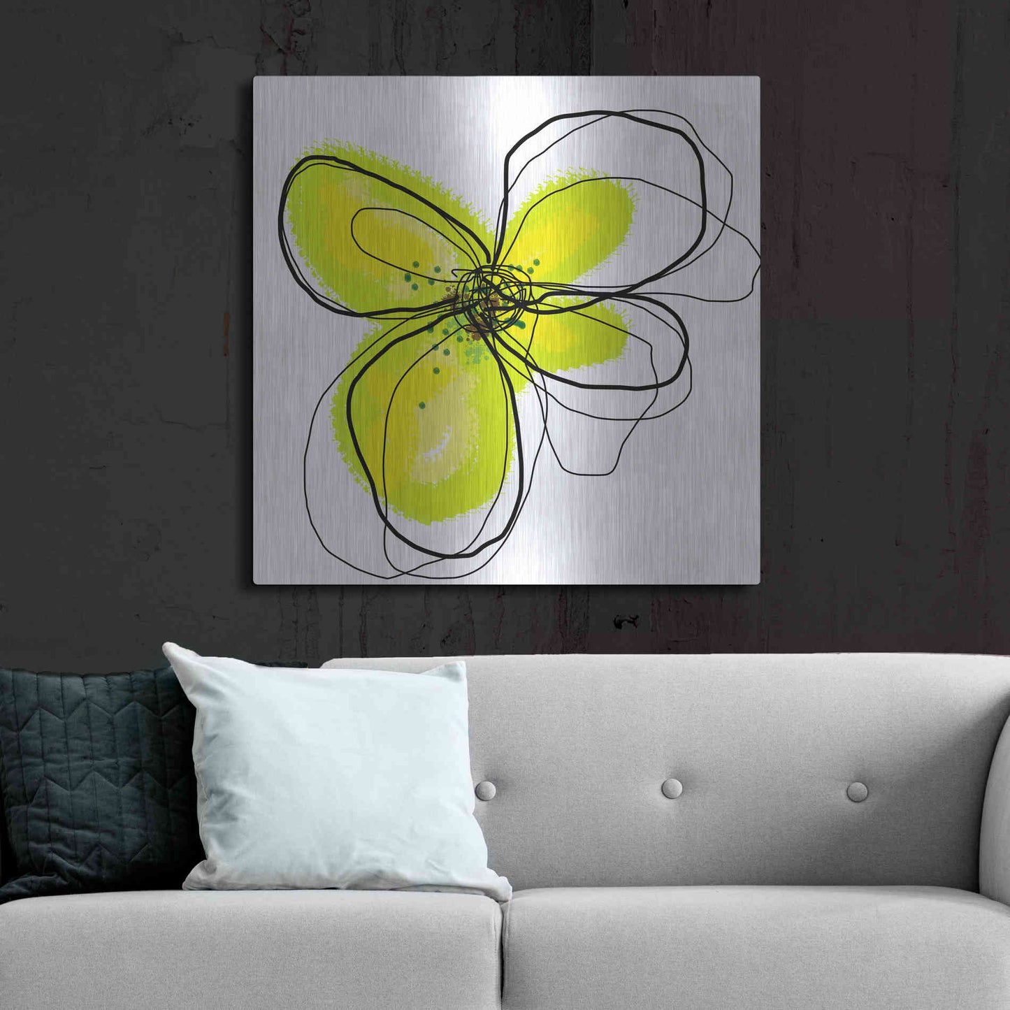 Luxe Metal Art 'Yellow Petals One' by Jan Weiss, Metal Wall Art,36x36
