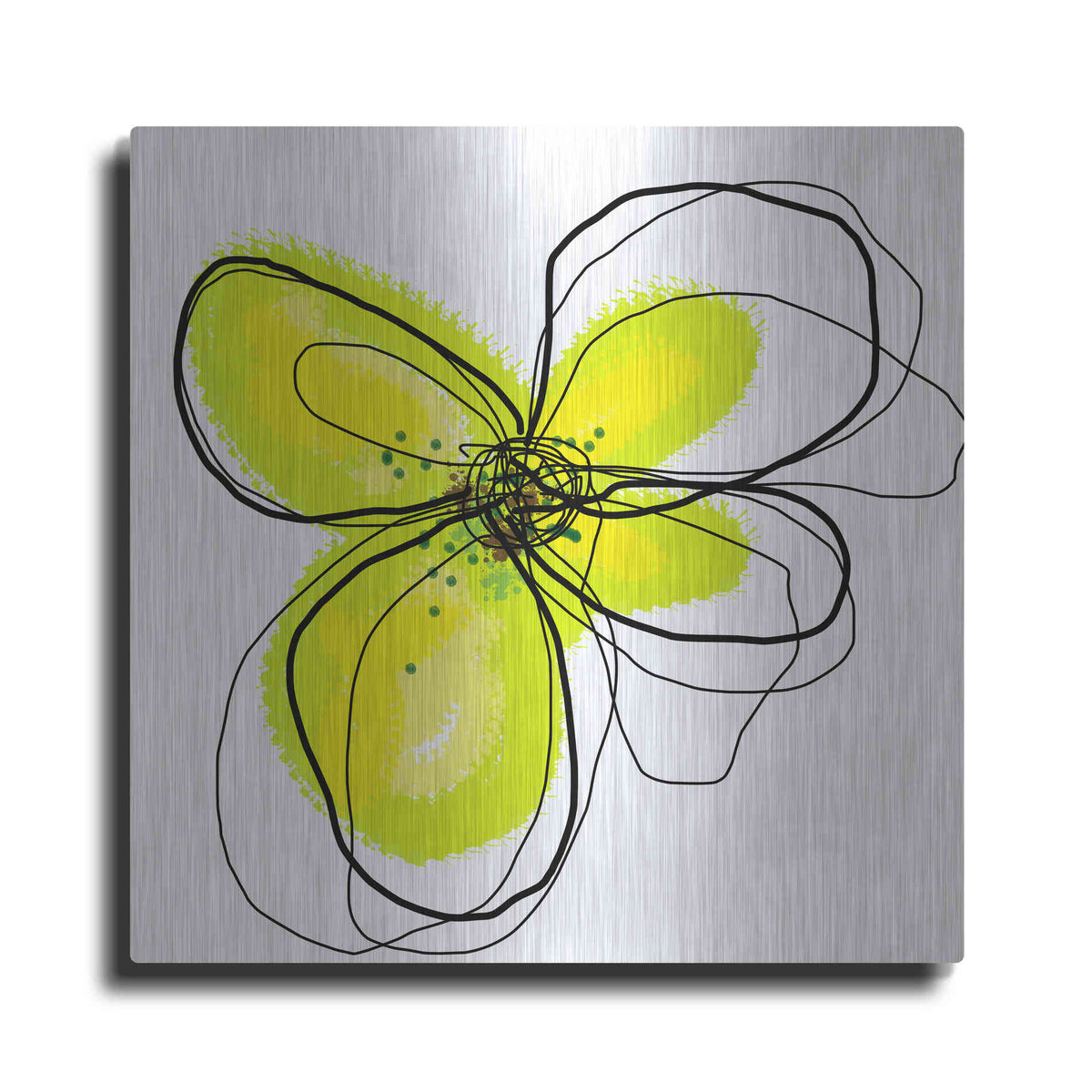 Luxe Metal Art 'Yellow Petals One' by Jan Weiss, Metal Wall Art
