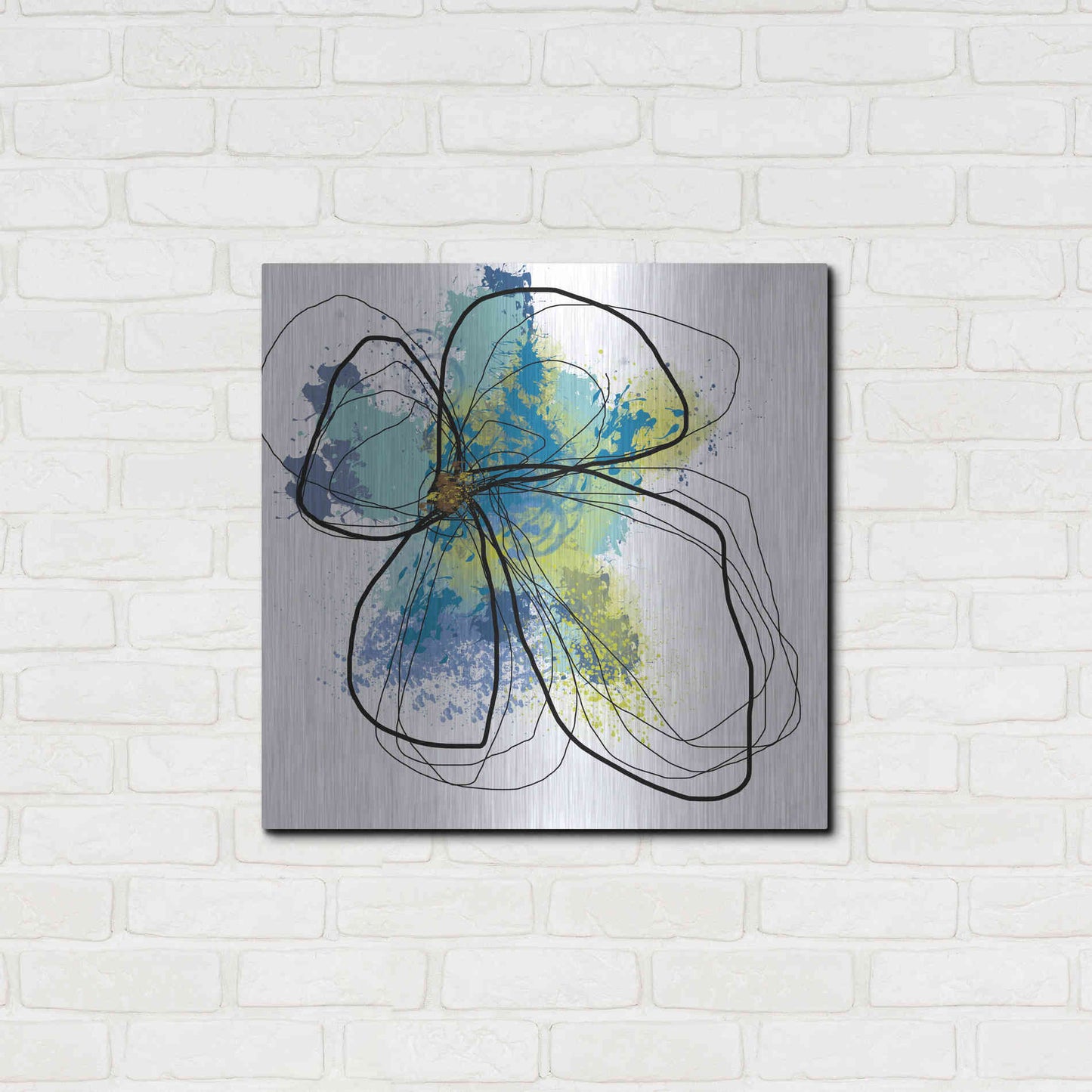 Luxe Metal Art 'Azure Petals I' by Jan Weiss, Metal Wall Art,24x24
