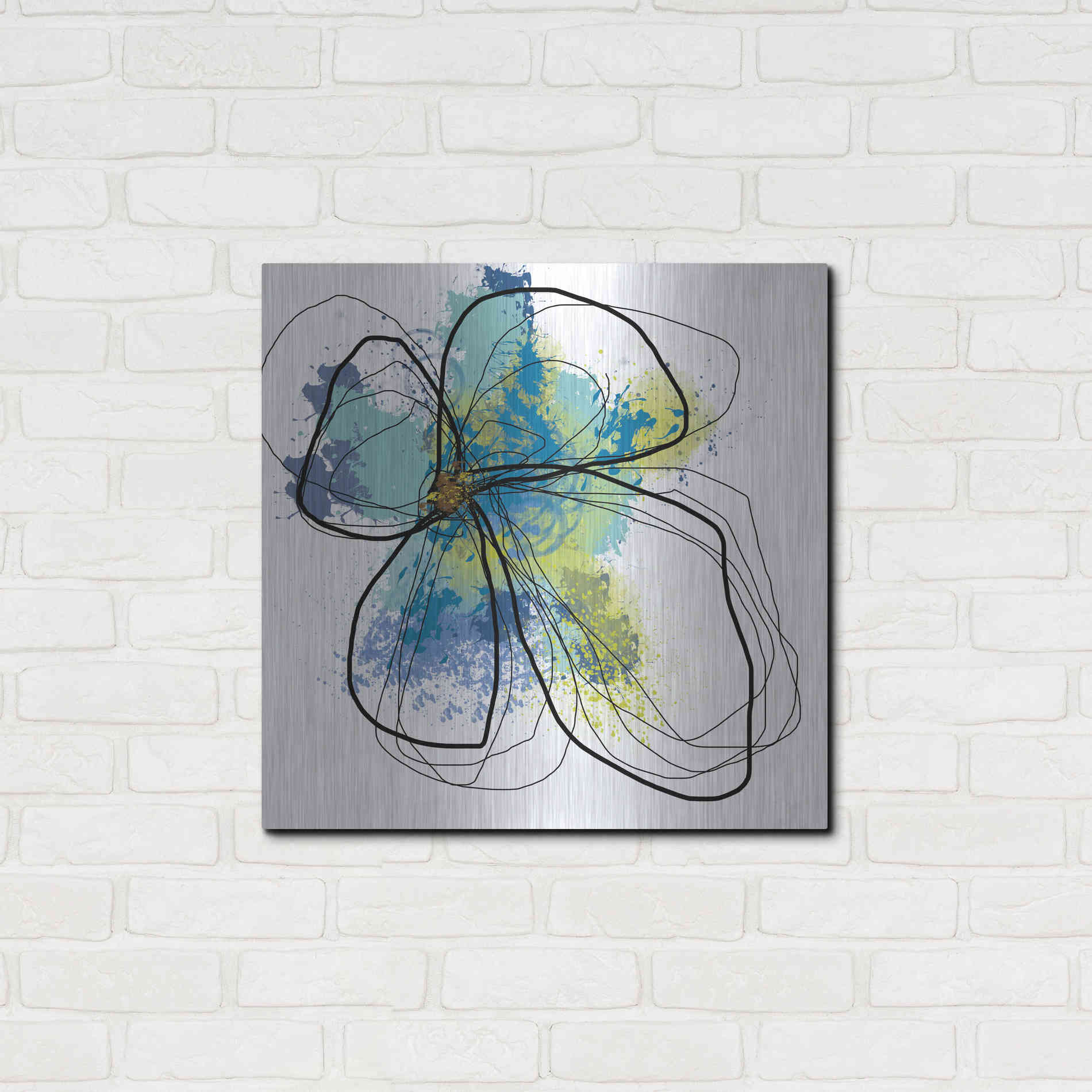 Luxe Metal Art 'Azure Petals I' by Jan Weiss, Metal Wall Art,24x24
