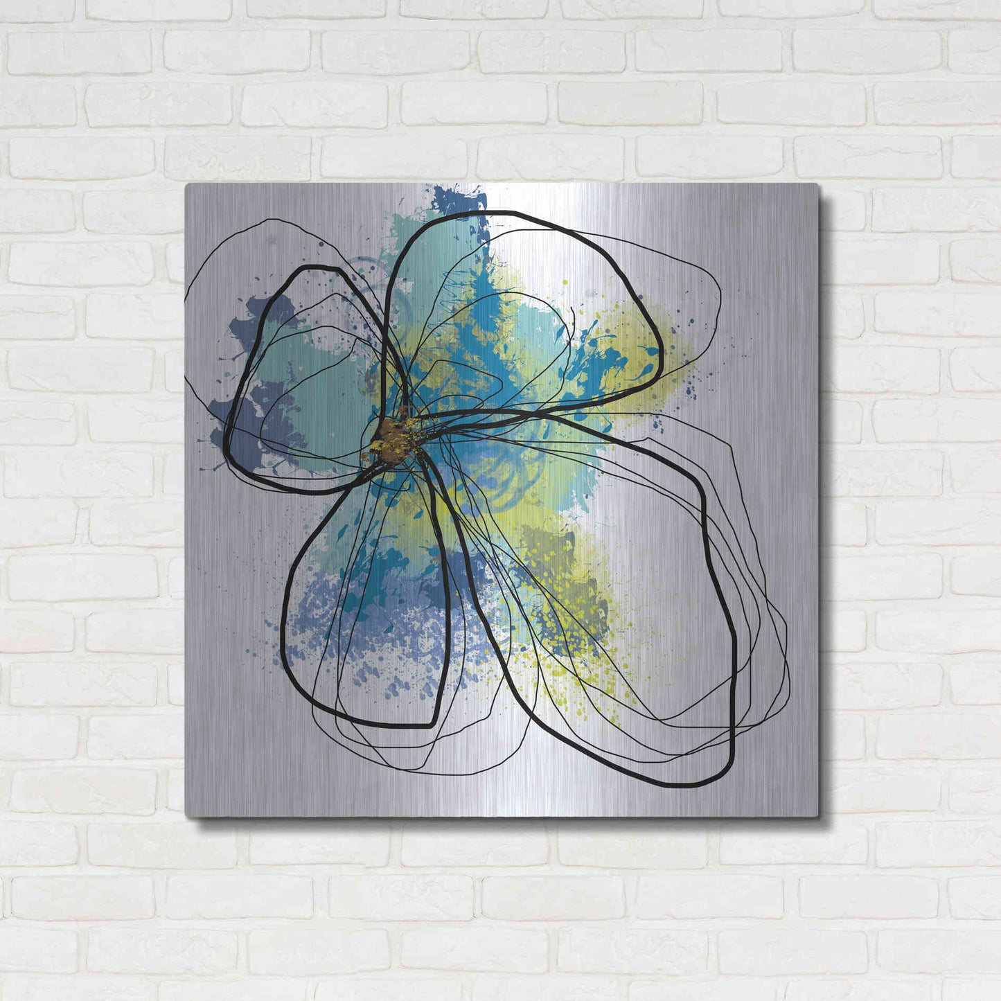 Luxe Metal Art 'Azure Petals I' by Jan Weiss, Metal Wall Art,36x36