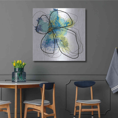 Luxe Metal Art 'Azure Petals I' by Jan Weiss, Metal Wall Art,36x36