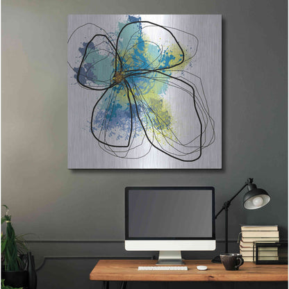 Luxe Metal Art 'Azure Petals I' by Jan Weiss, Metal Wall Art,36x36