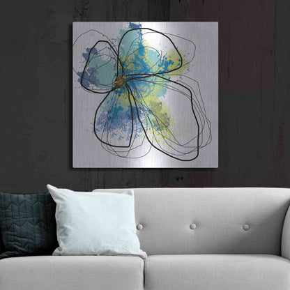 Luxe Metal Art 'Azure Petals I' by Jan Weiss, Metal Wall Art,36x36