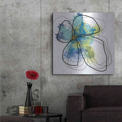 Luxe Metal Art 'Azure Petals I' by Jan Weiss, Metal Wall Art,36x36