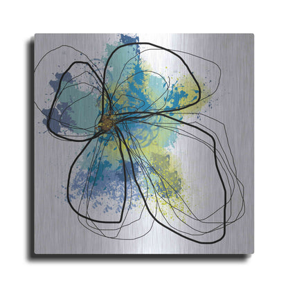 Luxe Metal Art 'Azure Petals I' by Jan Weiss, Metal Wall Art