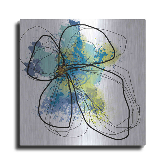 Luxe Metal Art 'Azure Petals I' by Jan Weiss, Metal Wall Art