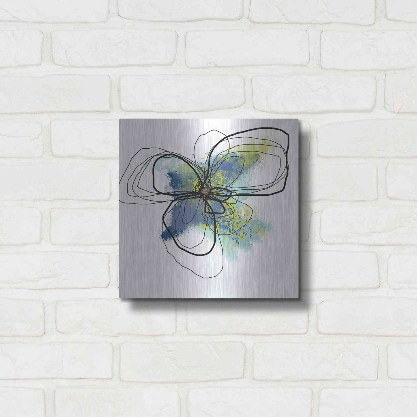 Luxe Metal Art 'Azure Petals II' by Jan Weiss, Metal Wall Art,12x12