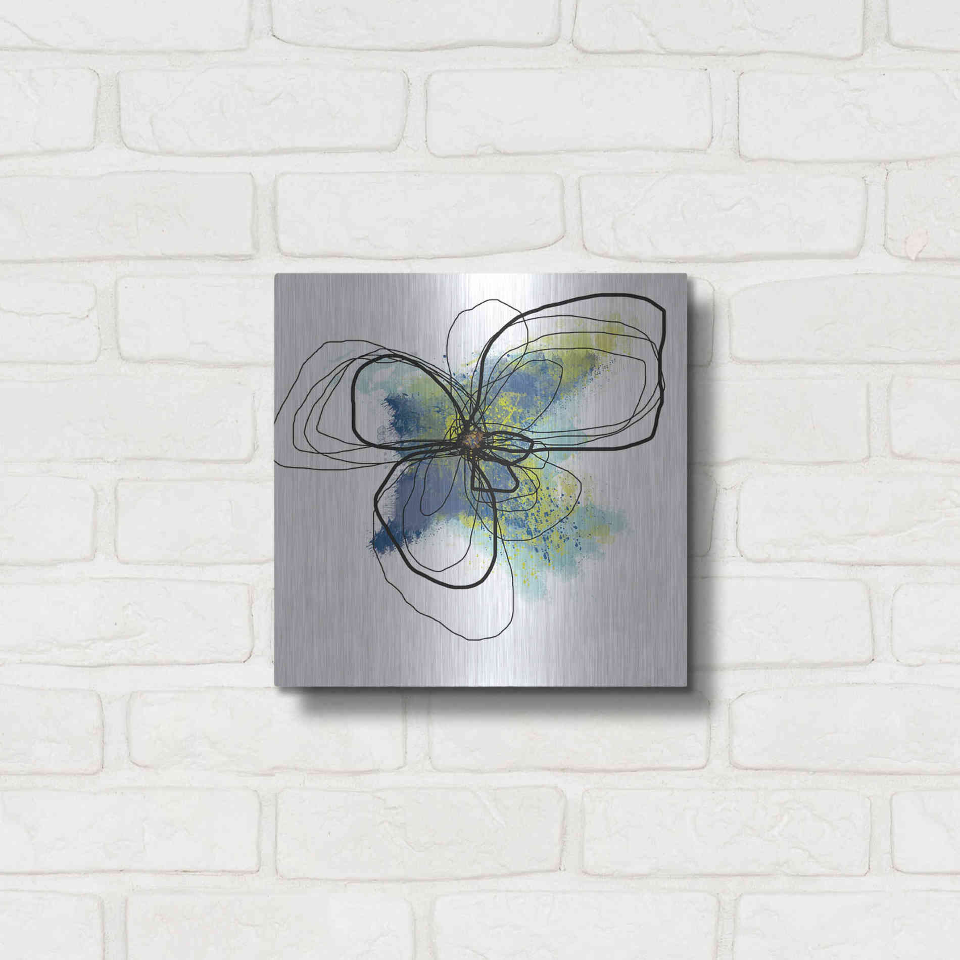 Luxe Metal Art 'Azure Petals II' by Jan Weiss, Metal Wall Art,12x12