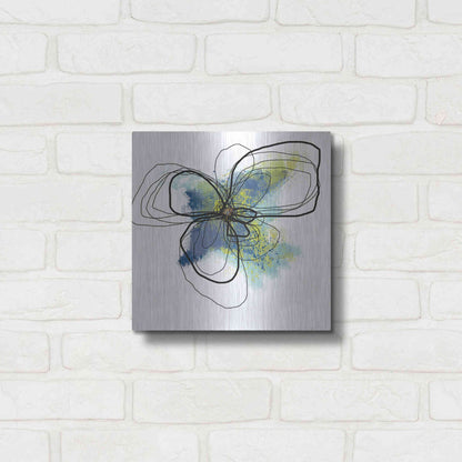 Luxe Metal Art 'Azure Petals II' by Jan Weiss, Metal Wall Art,12x12