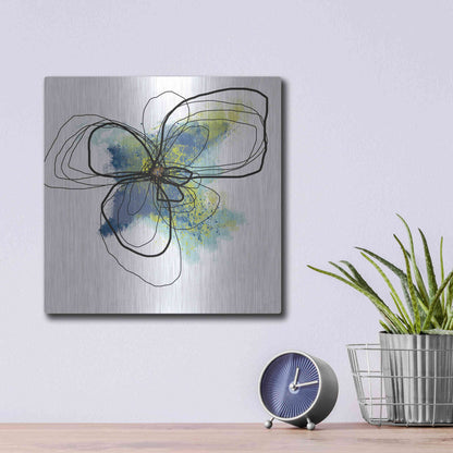 Luxe Metal Art 'Azure Petals II' by Jan Weiss, Metal Wall Art,12x12