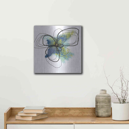 Luxe Metal Art 'Azure Petals II' by Jan Weiss, Metal Wall Art,12x12