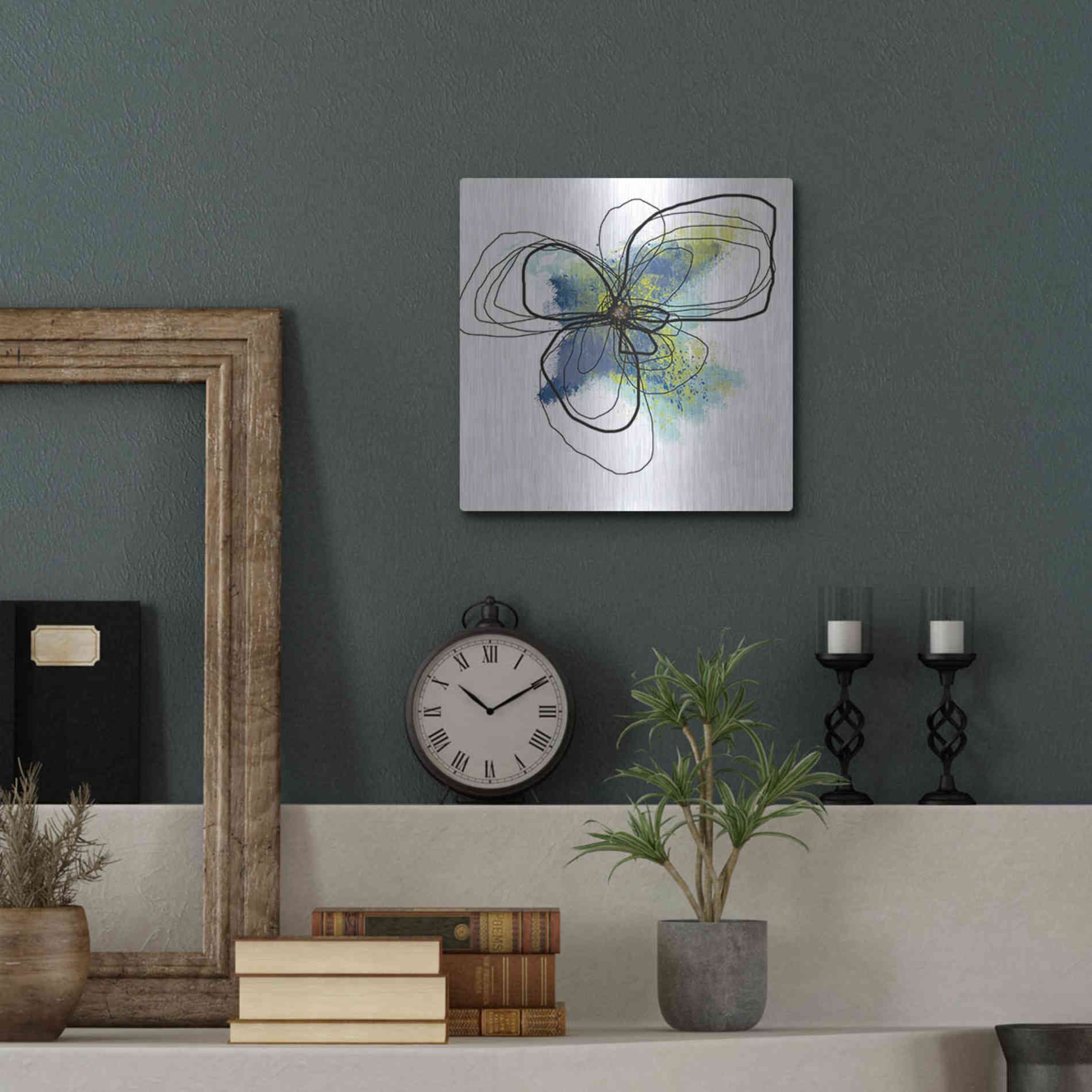 Luxe Metal Art 'Azure Petals II' by Jan Weiss, Metal Wall Art,12x12