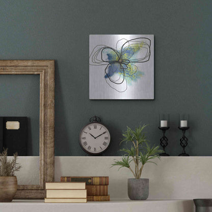 Luxe Metal Art 'Azure Petals II' by Jan Weiss, Metal Wall Art,12x12