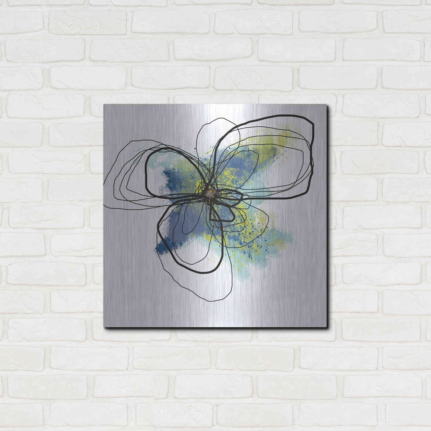 Luxe Metal Art 'Azure Petals II' by Jan Weiss, Metal Wall Art,24x24