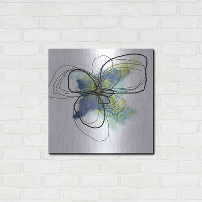 Luxe Metal Art 'Azure Petals II' by Jan Weiss, Metal Wall Art,24x24