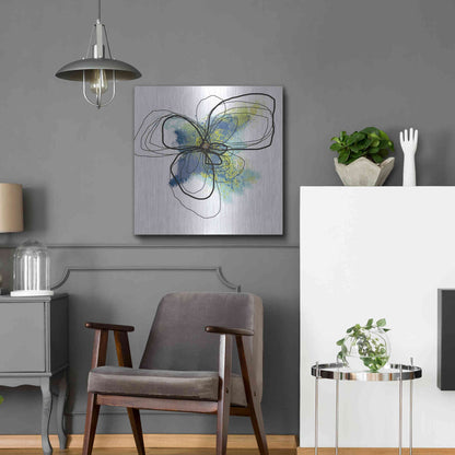 Luxe Metal Art 'Azure Petals II' by Jan Weiss, Metal Wall Art,24x24