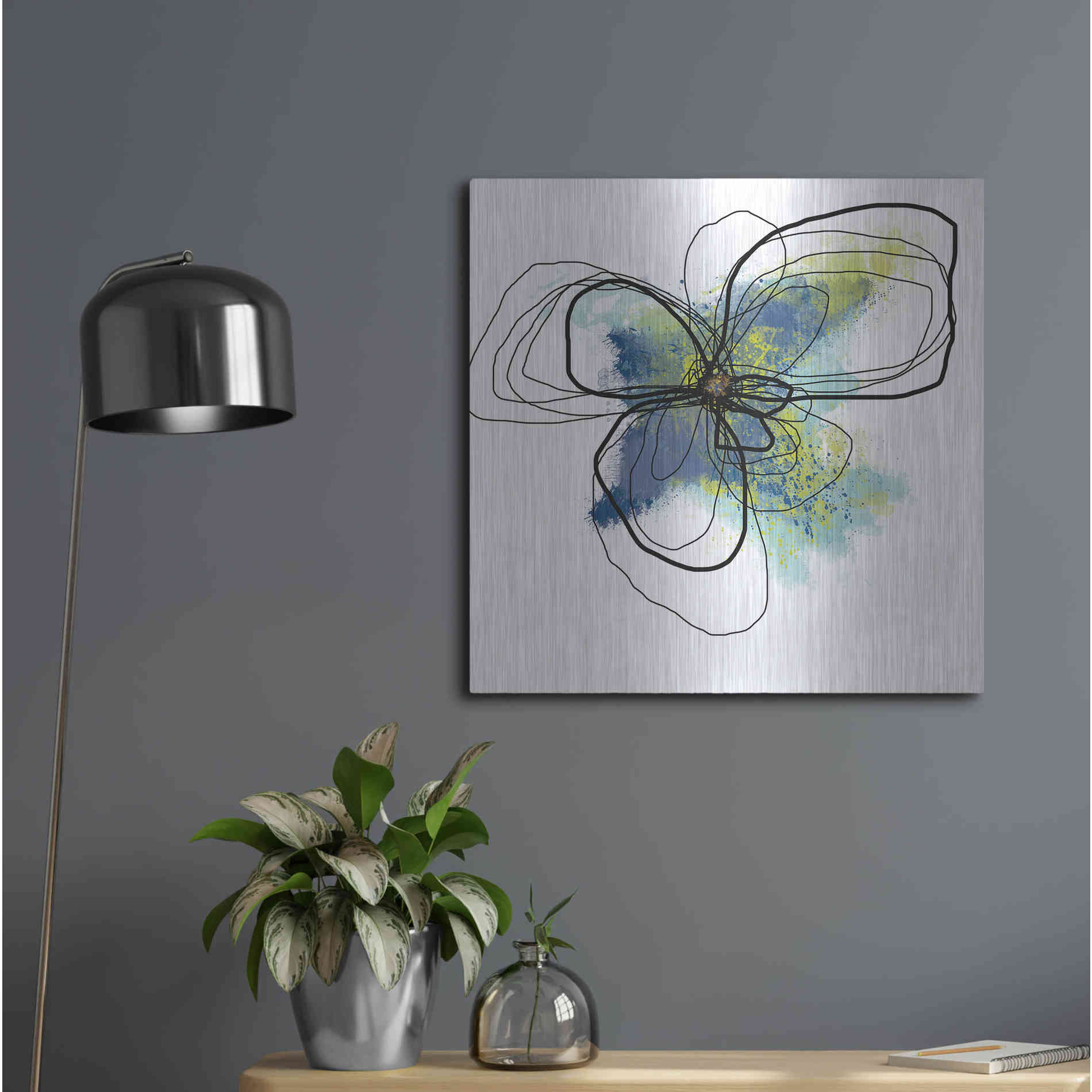 Luxe Metal Art 'Azure Petals II' by Jan Weiss, Metal Wall Art,24x24