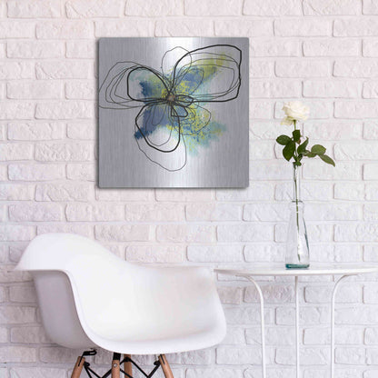 Luxe Metal Art 'Azure Petals II' by Jan Weiss, Metal Wall Art,24x24