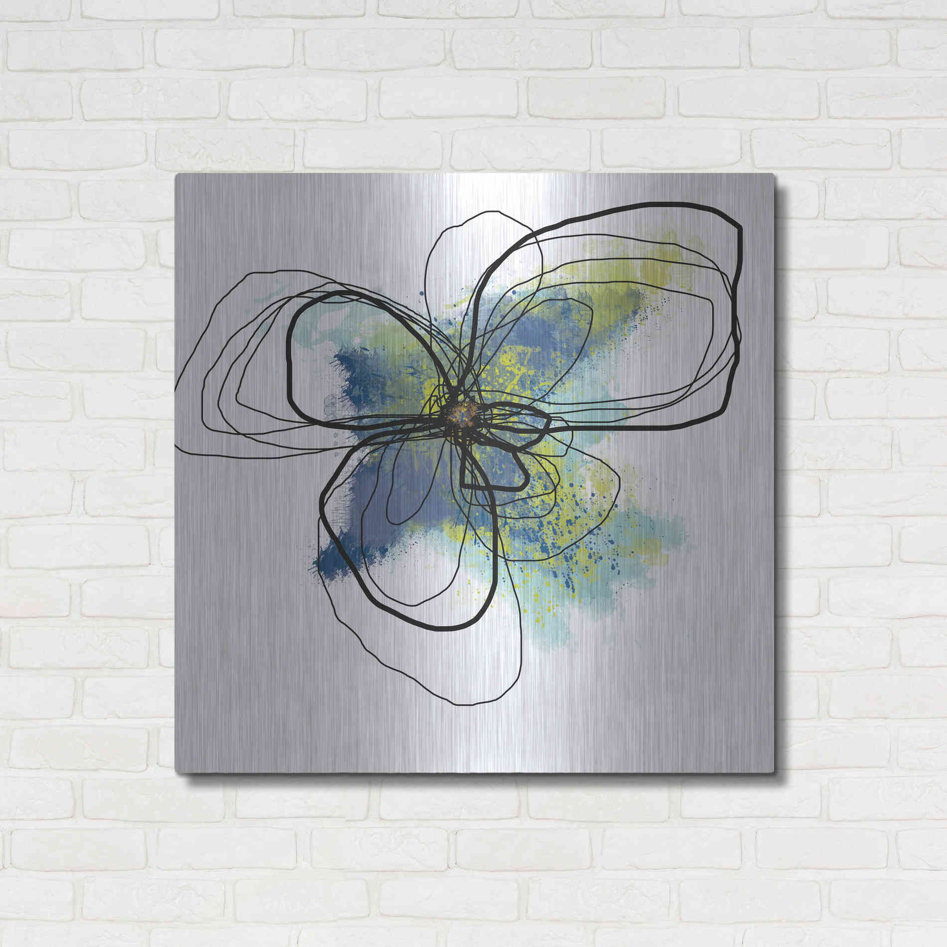 Luxe Metal Art 'Azure Petals II' by Jan Weiss, Metal Wall Art,36x36