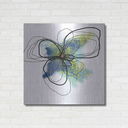 Luxe Metal Art 'Azure Petals II' by Jan Weiss, Metal Wall Art,36x36
