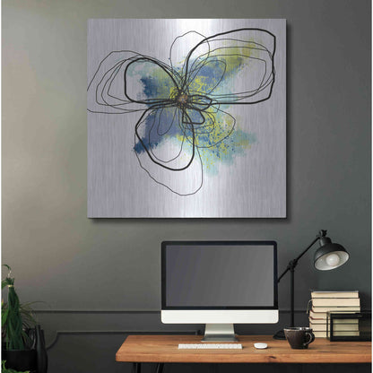 Luxe Metal Art 'Azure Petals II' by Jan Weiss, Metal Wall Art,36x36