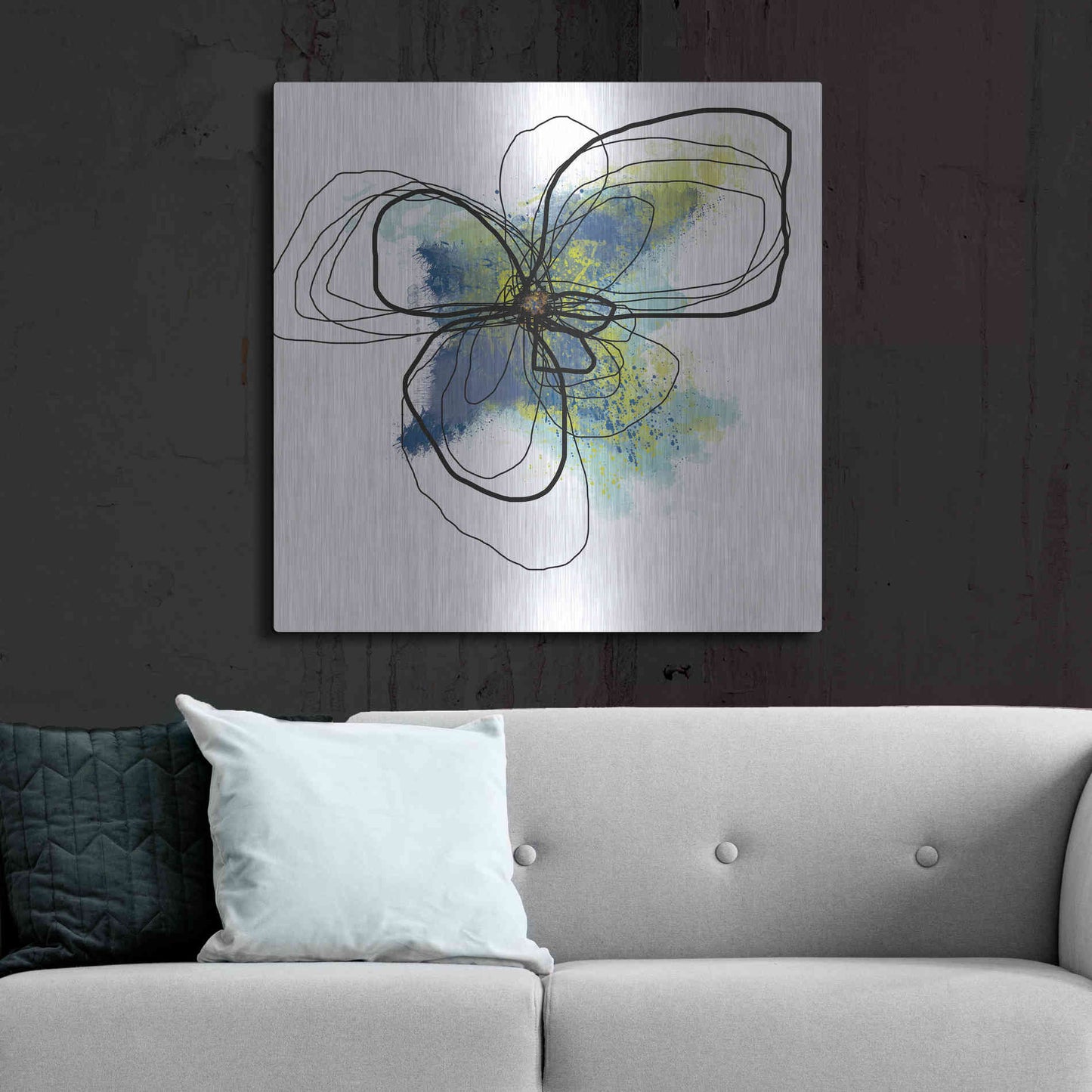 Luxe Metal Art 'Azure Petals II' by Jan Weiss, Metal Wall Art,36x36