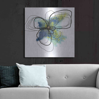 Luxe Metal Art 'Azure Petals II' by Jan Weiss, Metal Wall Art,36x36