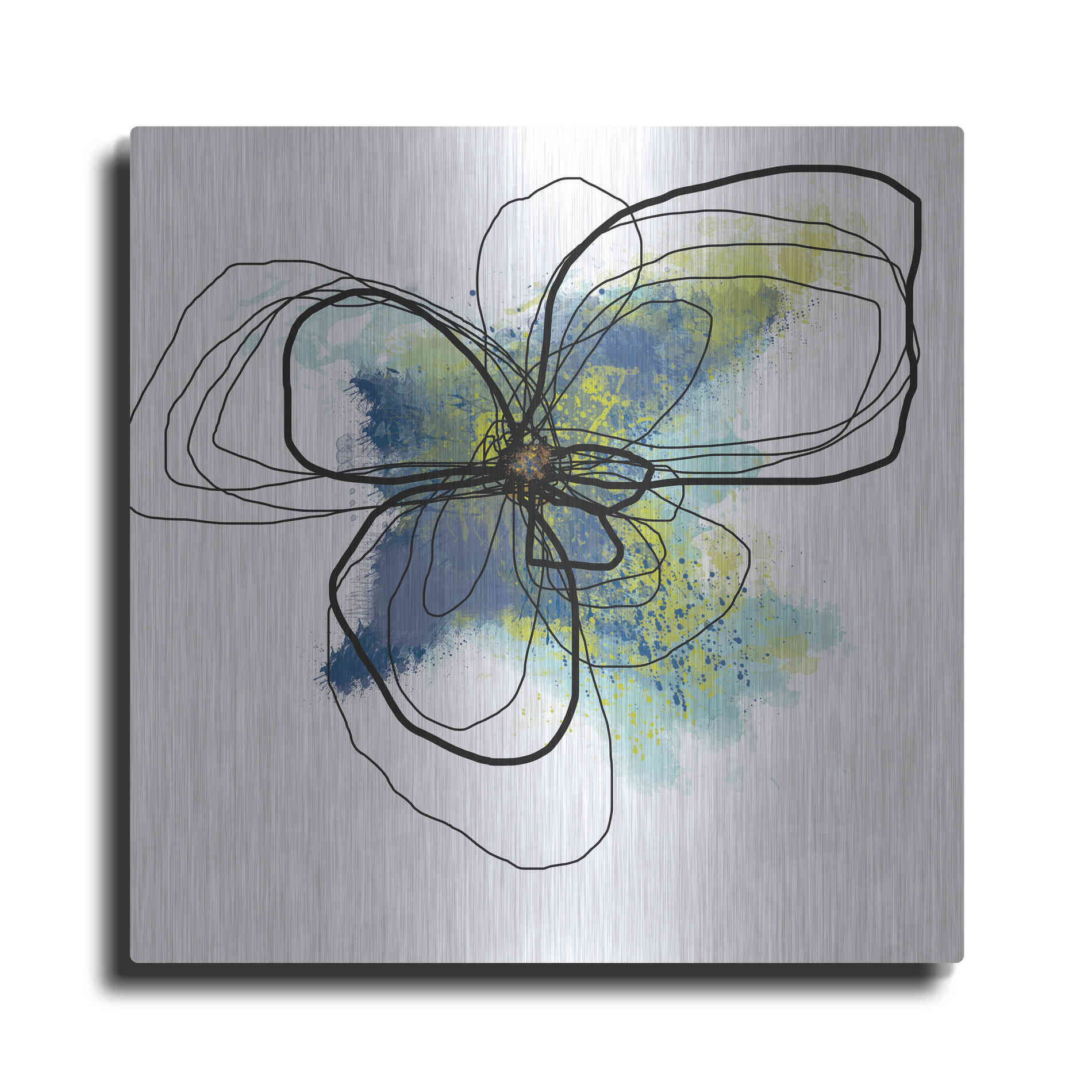 Luxe Metal Art 'Azure Petals II' by Jan Weiss, Metal Wall Art