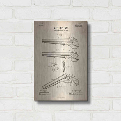 Luxe Metal Art 'Shotgun Blueprint Patent Parchment' Metal Wall Art,12x16