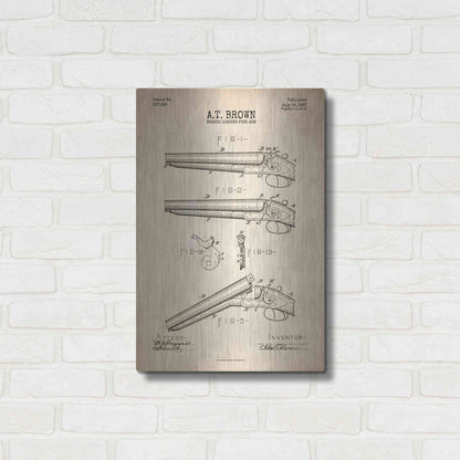 Luxe Metal Art 'Shotgun Blueprint Patent Parchment' Metal Wall Art,16x24