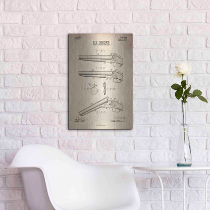 Luxe Metal Art 'Shotgun Blueprint Patent Parchment' Metal Wall Art,16x24