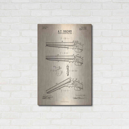 Luxe Metal Art 'Shotgun Blueprint Patent Parchment' Metal Wall Art,24x36